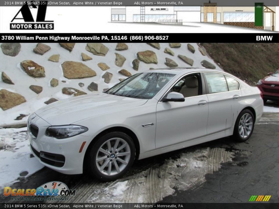 2014 BMW 5 Series 535i xDrive Sedan Alpine White / Venetian Beige Photo #1