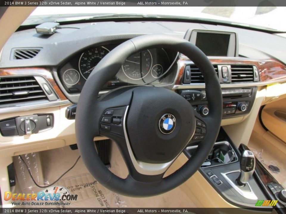 2014 BMW 3 Series 328i xDrive Sedan Alpine White / Venetian Beige Photo #14