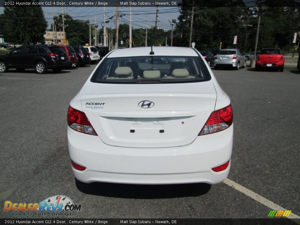 2012 Hyundai Accent GLS 4 Door Century White / Beige Photo #7