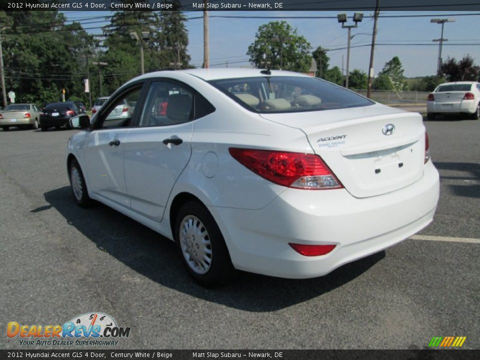2012 Hyundai Accent GLS 4 Door Century White / Beige Photo #8