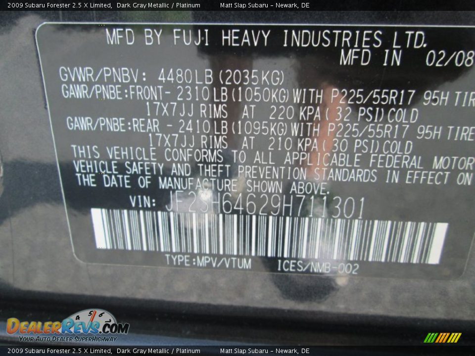 2009 Subaru Forester 2.5 X Limited Dark Gray Metallic / Platinum Photo #29
