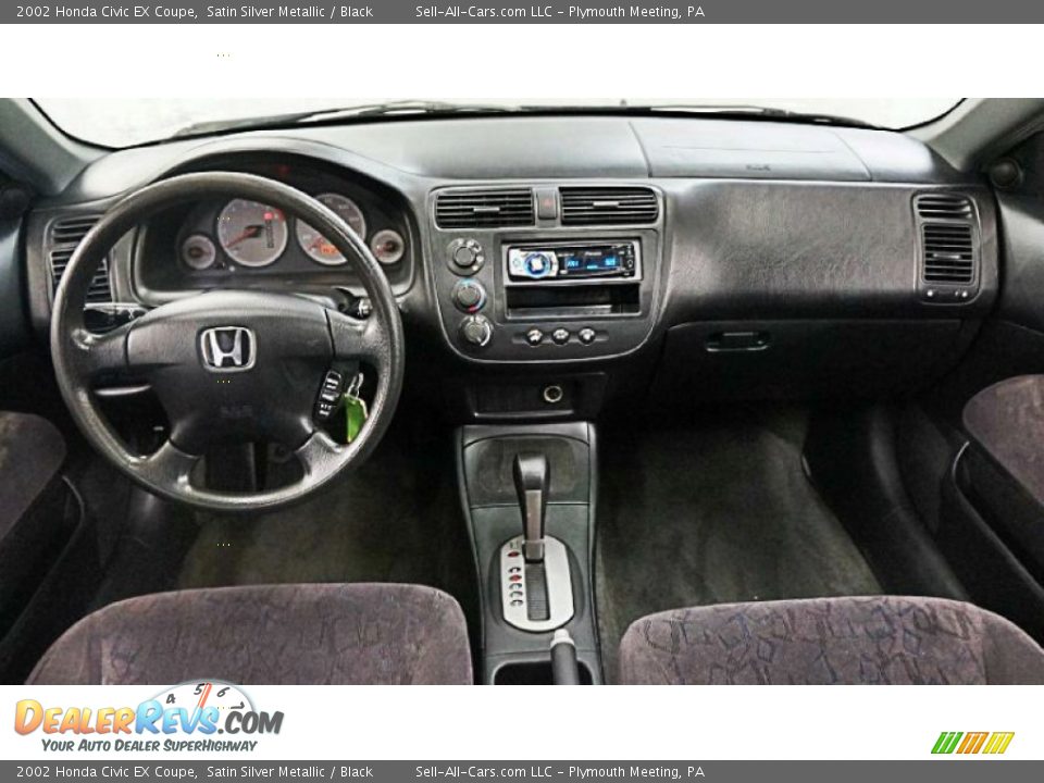 2002 Honda Civic EX Coupe Satin Silver Metallic / Black Photo #8