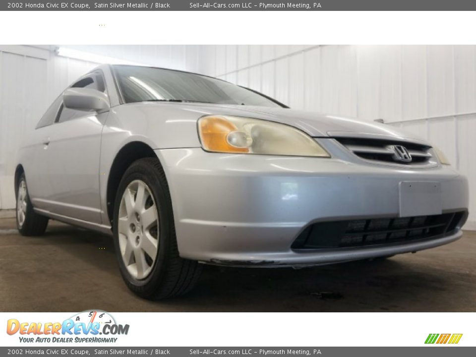 2002 Honda Civic EX Coupe Satin Silver Metallic / Black Photo #13