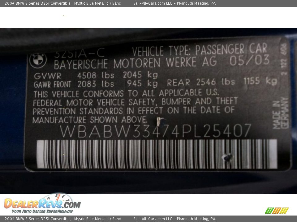 2004 BMW 3 Series 325i Convertible Mystic Blue Metallic / Sand Photo #24