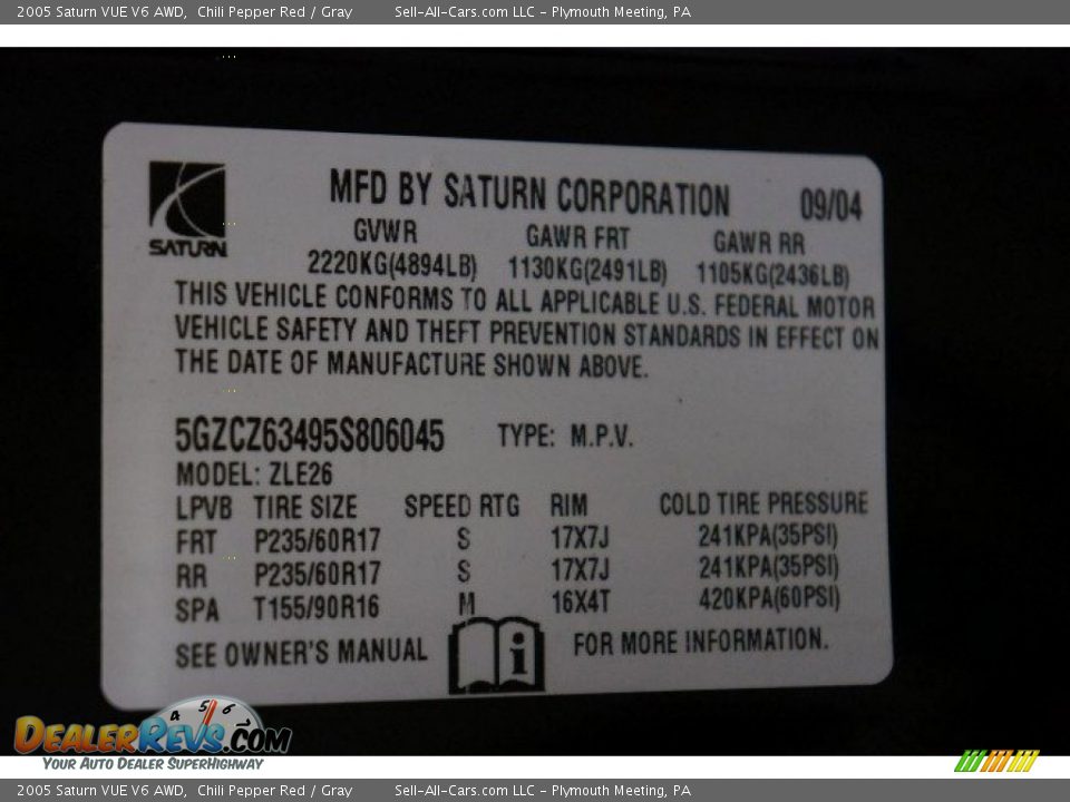 2005 Saturn VUE V6 AWD Chili Pepper Red / Gray Photo #21