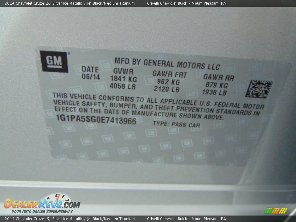 2014 Chevrolet Cruze LS Silver Ice Metallic / Jet Black/Medium Titanium Photo #15