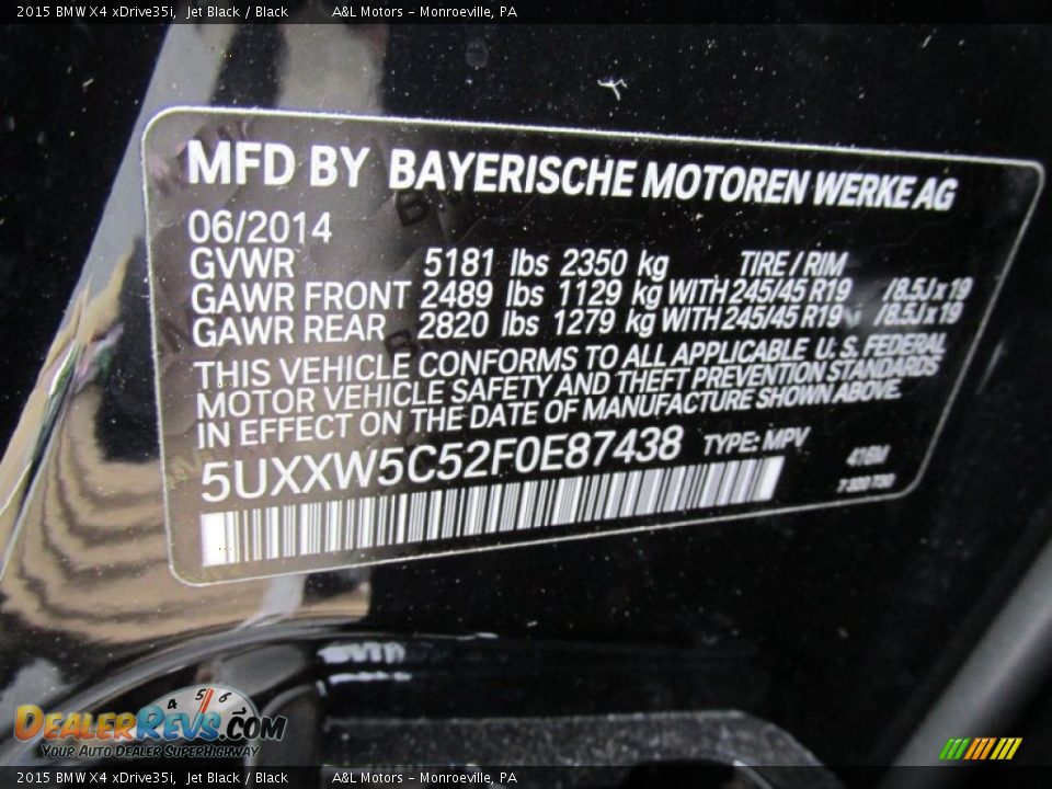 2015 BMW X4 xDrive35i Jet Black / Black Photo #19