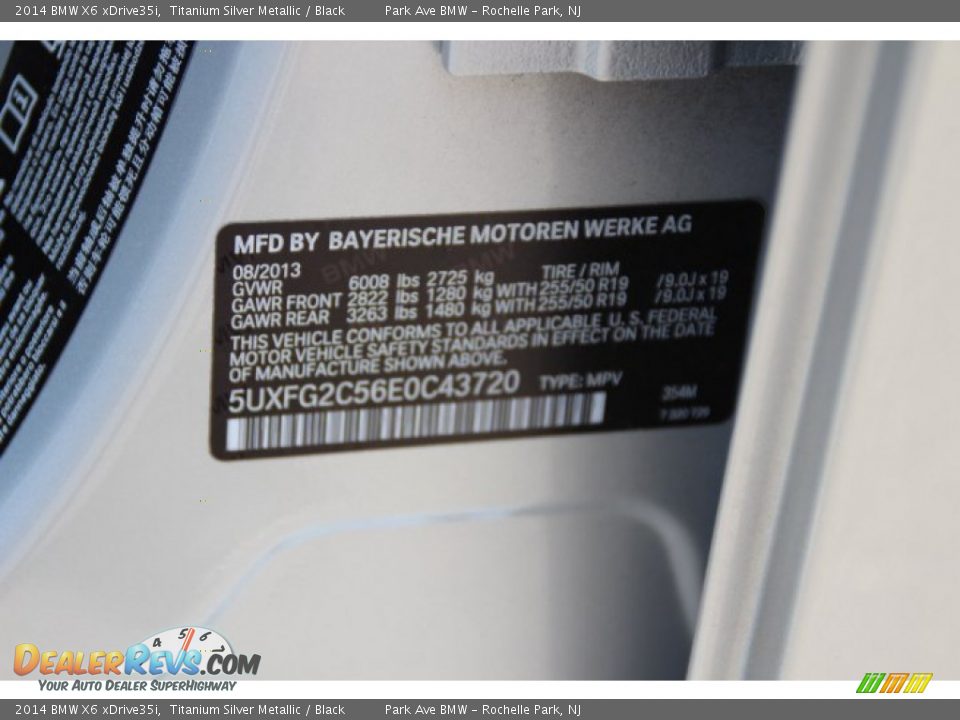 2014 BMW X6 xDrive35i Titanium Silver Metallic / Black Photo #33