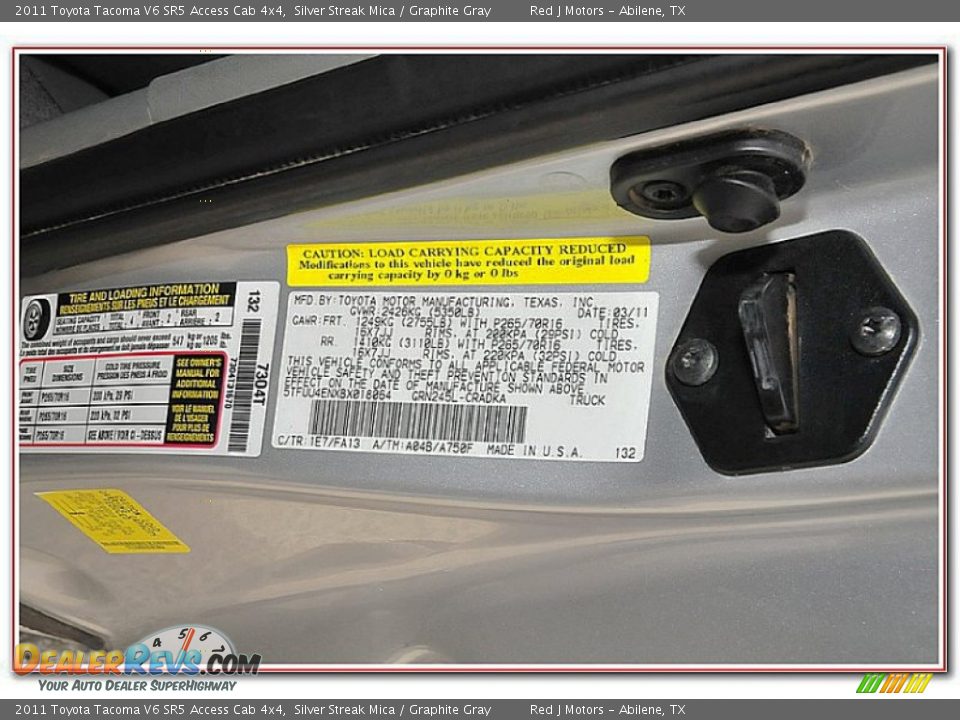 2011 Toyota Tacoma V6 SR5 Access Cab 4x4 Silver Streak Mica / Graphite Gray Photo #16