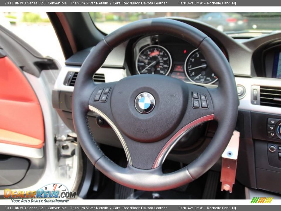 2011 BMW 3 Series 328i Convertible Titanium Silver Metallic / Coral Red/Black Dakota Leather Photo #14
