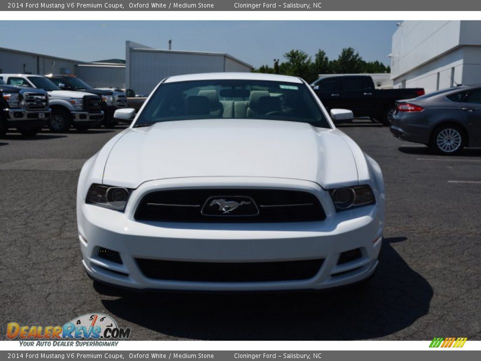 2014 Ford Mustang V6 Premium Coupe Oxford White / Medium Stone Photo #4