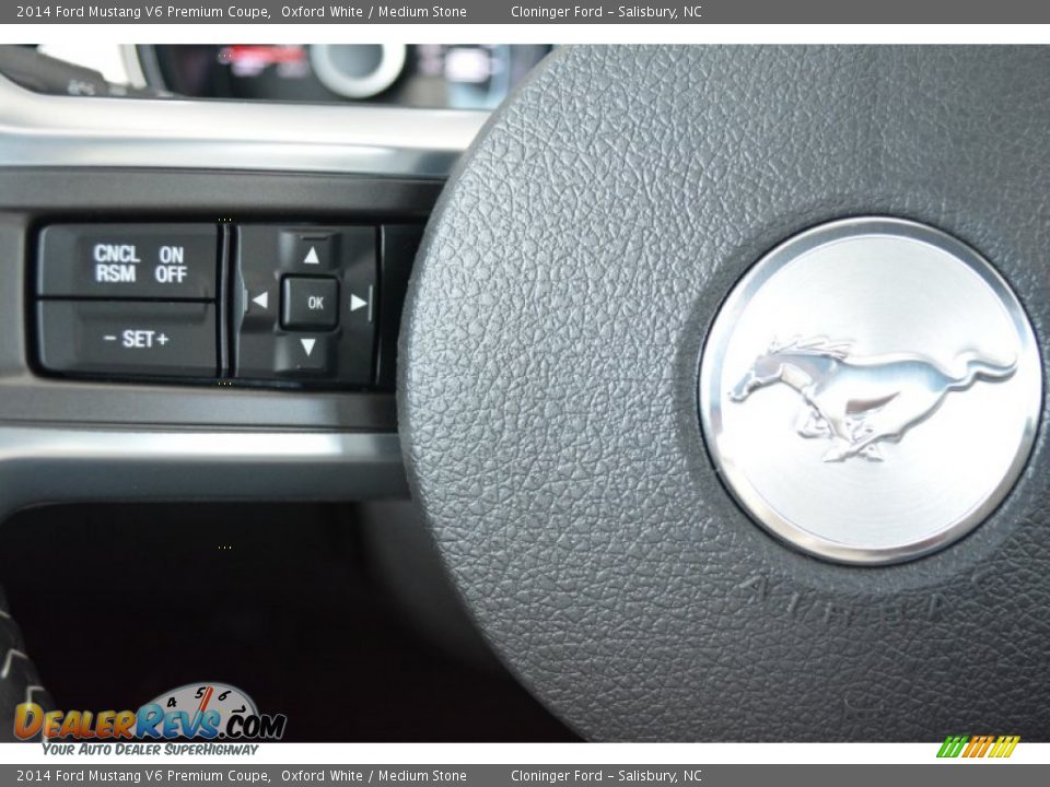 2014 Ford Mustang V6 Premium Coupe Oxford White / Medium Stone Photo #17
