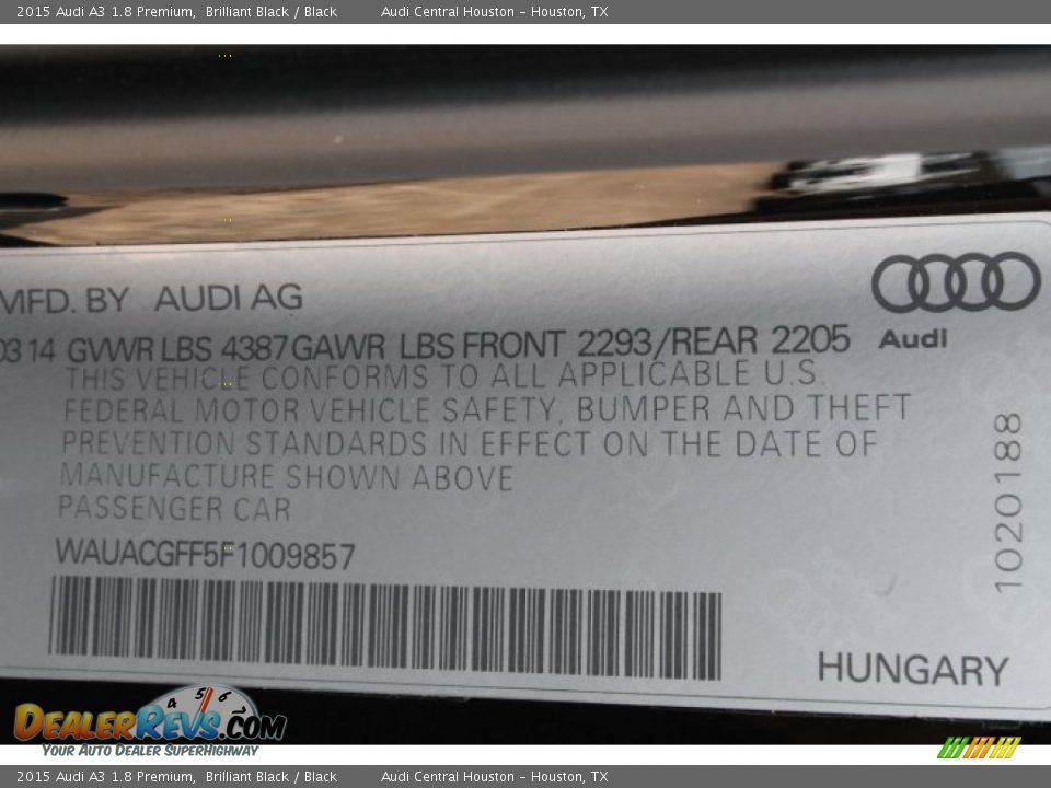 2015 Audi A3 1.8 Premium Brilliant Black / Black Photo #26