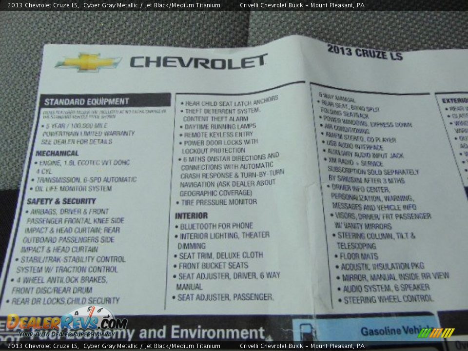 2013 Chevrolet Cruze LS Cyber Gray Metallic / Jet Black/Medium Titanium Photo #29