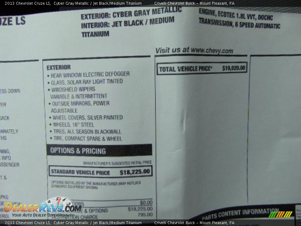 2013 Chevrolet Cruze LS Cyber Gray Metallic / Jet Black/Medium Titanium Photo #30