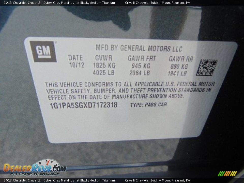 2013 Chevrolet Cruze LS Cyber Gray Metallic / Jet Black/Medium Titanium Photo #33