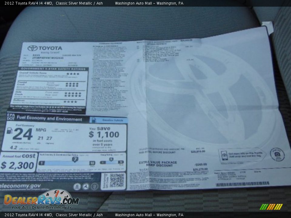 2012 Toyota RAV4 I4 4WD Classic Silver Metallic / Ash Photo #17