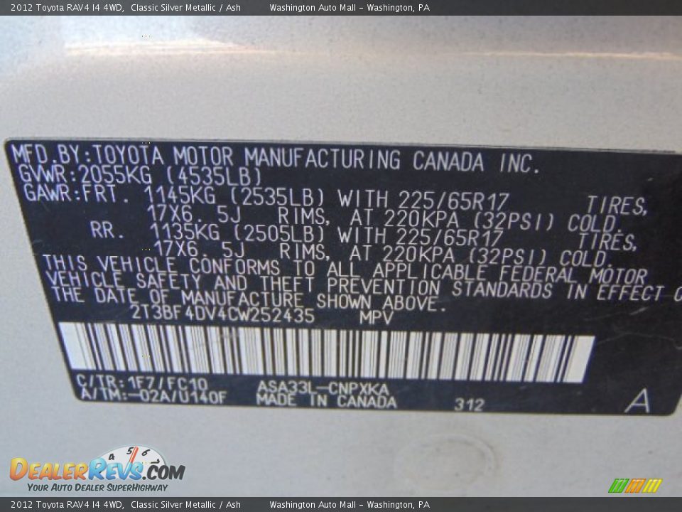 2012 Toyota RAV4 I4 4WD Classic Silver Metallic / Ash Photo #19