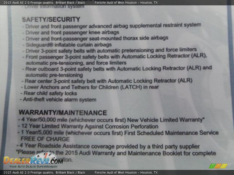 2015 Audi A3 2.0 Prestige quattro Window Sticker Photo #33