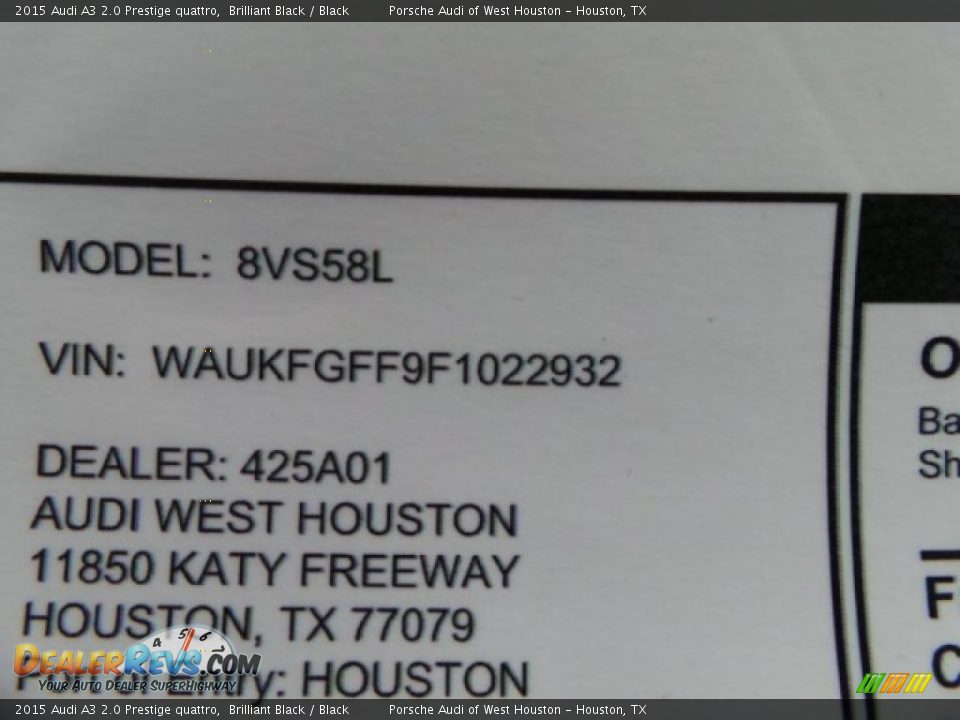 2015 Audi A3 2.0 Prestige quattro Brilliant Black / Black Photo #34
