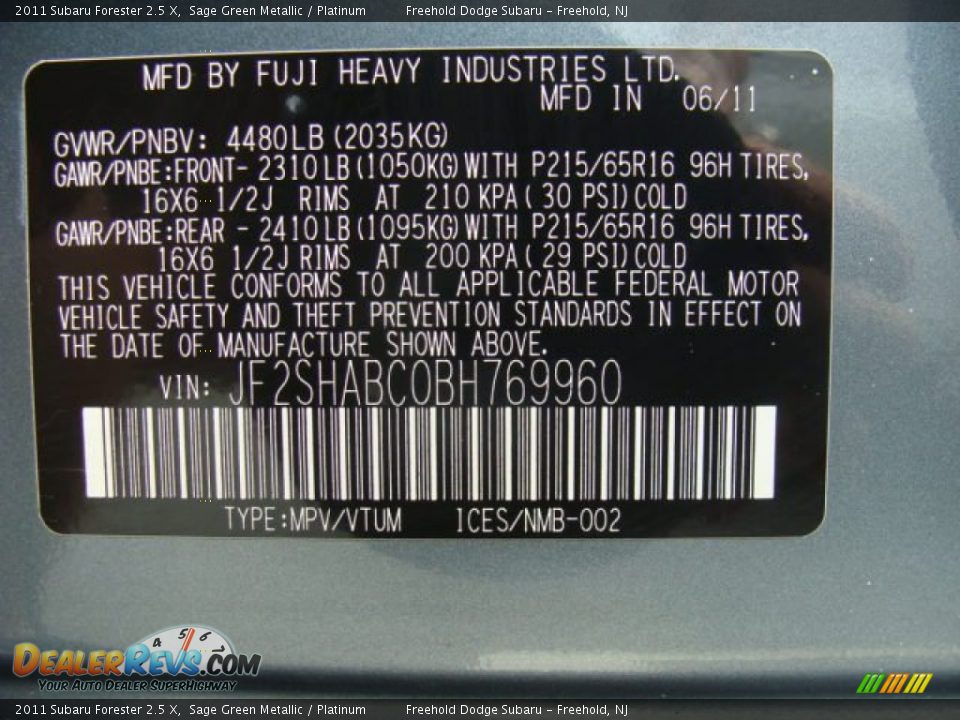 2011 Subaru Forester 2.5 X Sage Green Metallic / Platinum Photo #23
