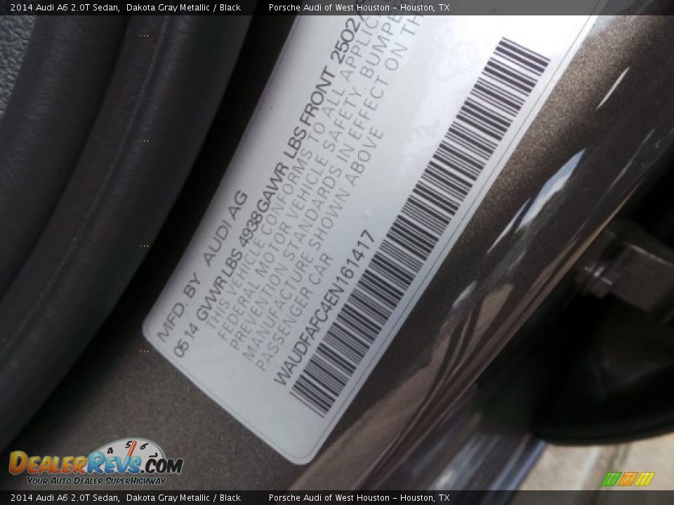 2014 Audi A6 2.0T Sedan Dakota Gray Metallic / Black Photo #36