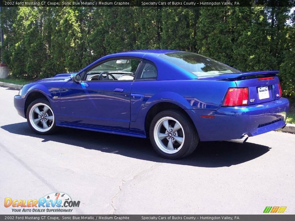 2002 Ford Mustang GT Coupe Sonic Blue Metallic / Medium Graphite Photo #5