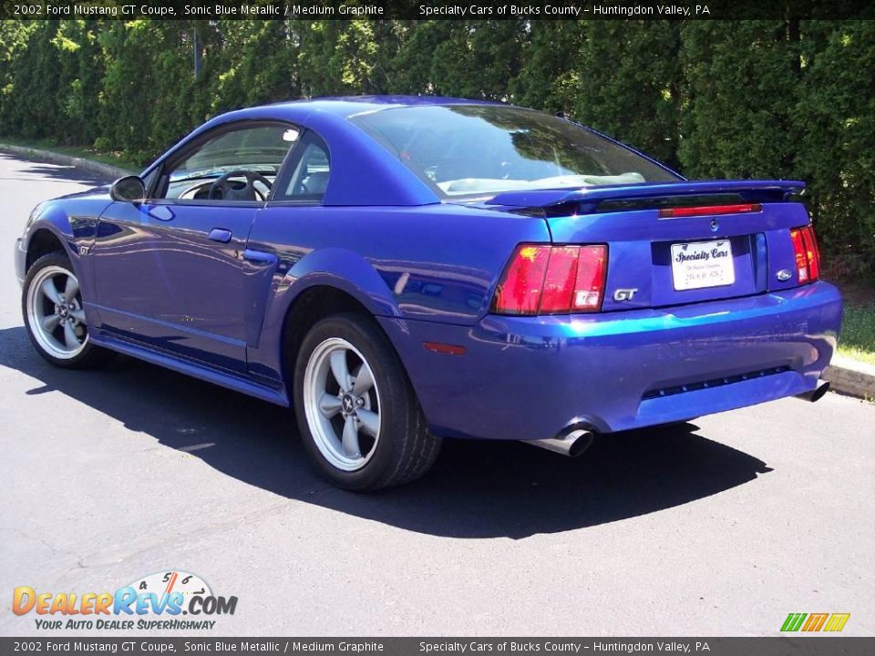 2002 Ford Mustang GT Coupe Sonic Blue Metallic / Medium Graphite Photo #6