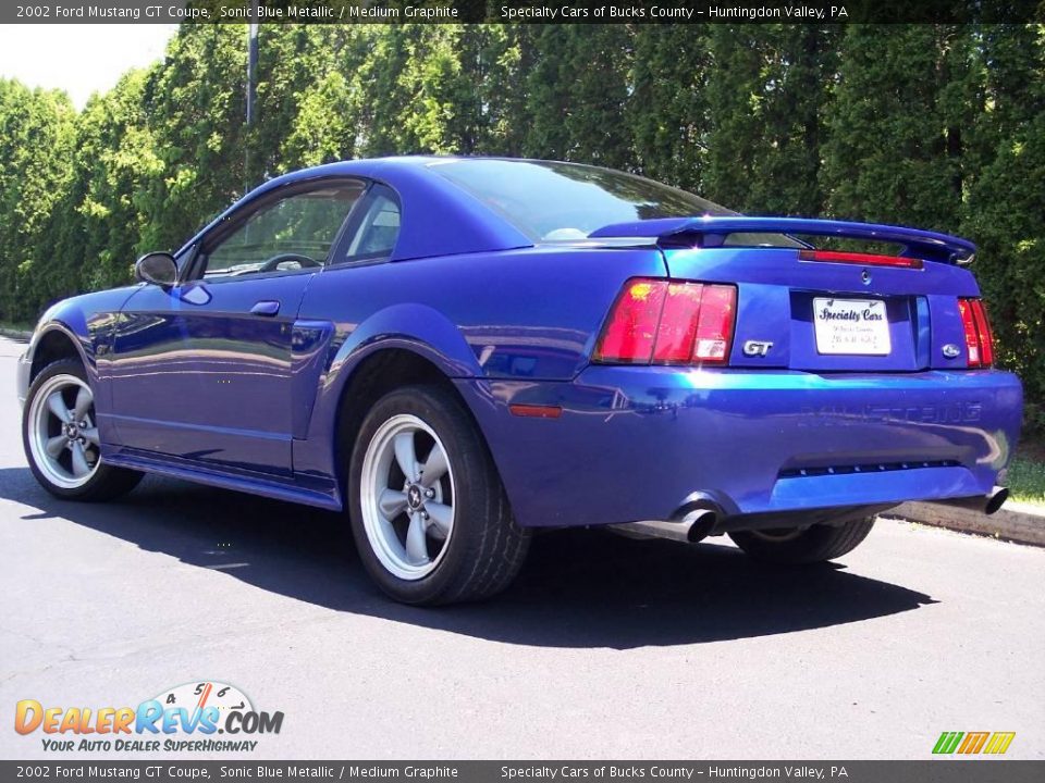 2002 Ford Mustang GT Coupe Sonic Blue Metallic / Medium Graphite Photo #7