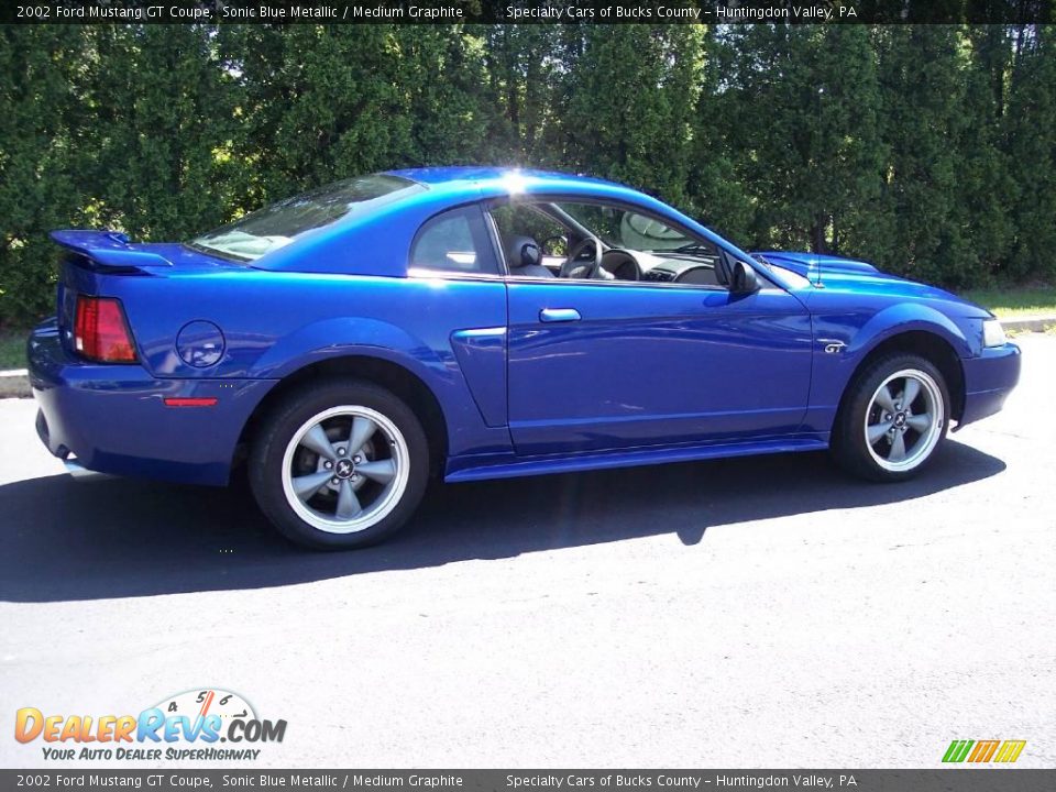 2002 Ford Mustang GT Coupe Sonic Blue Metallic / Medium Graphite Photo #19