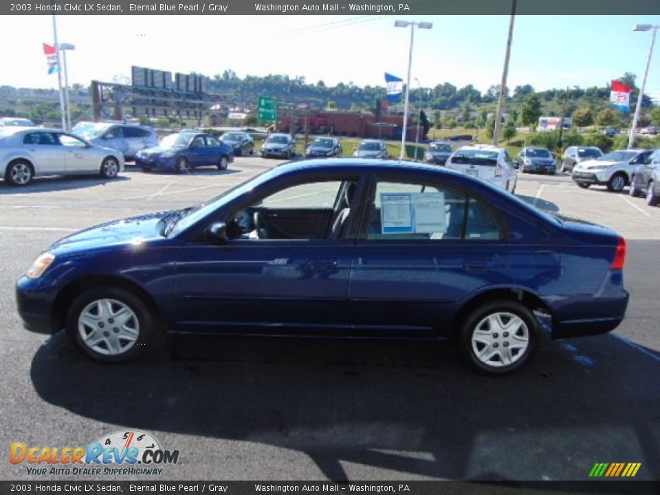 2003 Honda Civic LX Sedan Eternal Blue Pearl / Gray Photo #6