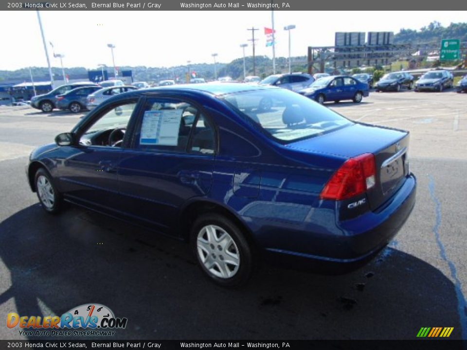 2003 Honda Civic LX Sedan Eternal Blue Pearl / Gray Photo #7