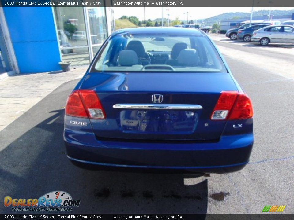 2003 Honda Civic LX Sedan Eternal Blue Pearl / Gray Photo #8
