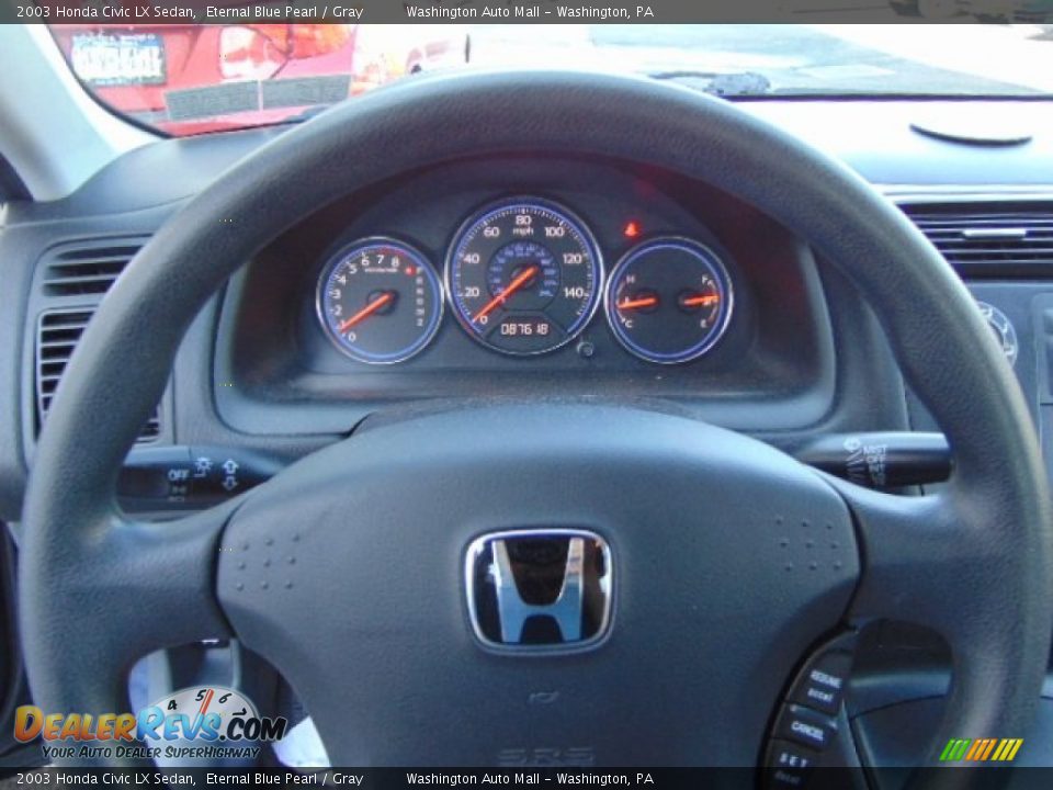 2003 Honda Civic LX Sedan Eternal Blue Pearl / Gray Photo #15