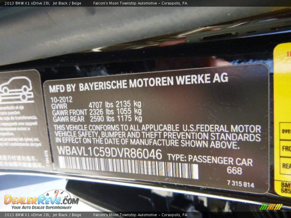 2013 BMW X1 xDrive 28i Jet Black / Beige Photo #24
