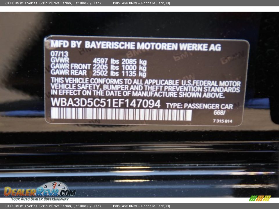 2014 BMW 3 Series 328d xDrive Sedan Jet Black / Black Photo #33
