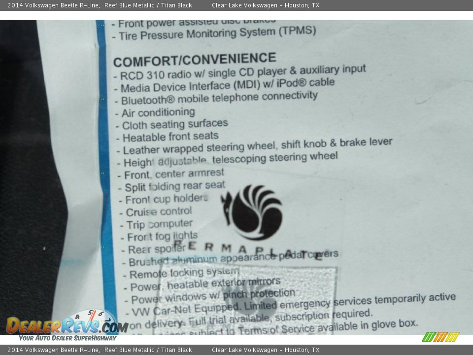 2014 Volkswagen Beetle R-Line Reef Blue Metallic / Titan Black Photo #11