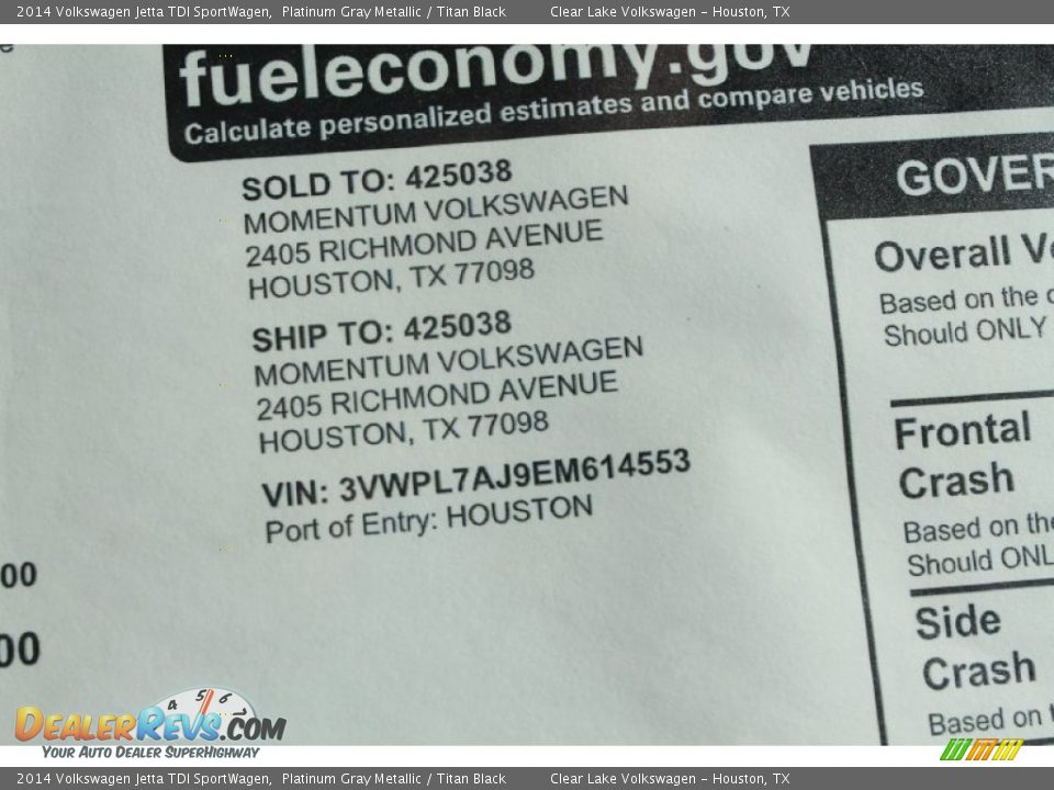 2014 Volkswagen Jetta TDI SportWagen Platinum Gray Metallic / Titan Black Photo #33