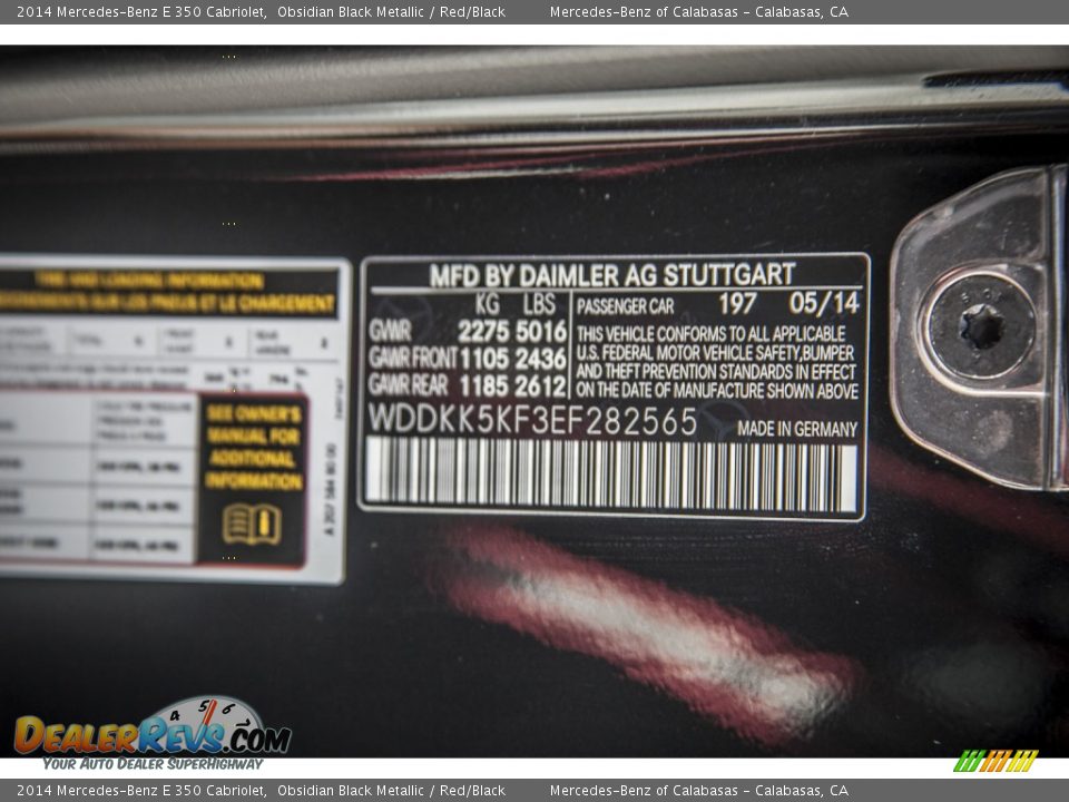 2014 Mercedes-Benz E 350 Cabriolet Obsidian Black Metallic / Red/Black Photo #7