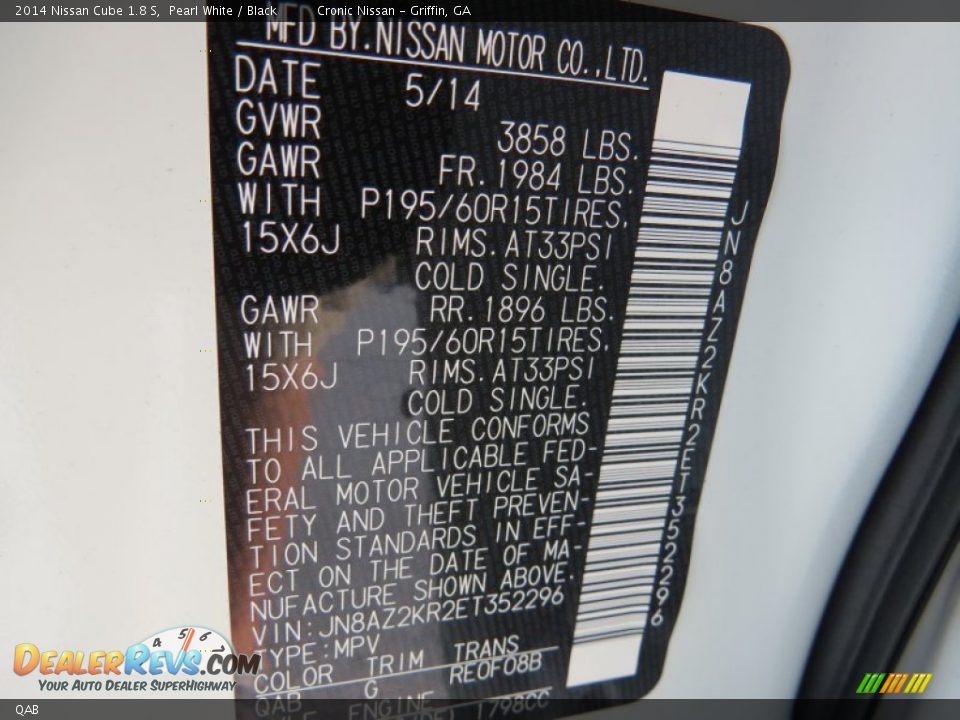 Nissan Color Code QAB Pearl White