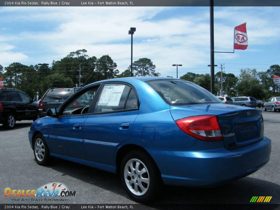 2004 Kia Rio Sedan Rally Blue / Gray Photo #3
