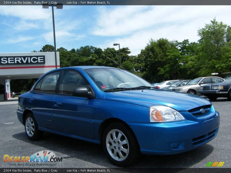 2004 Kia Rio Sedan Rally Blue / Gray Photo #7