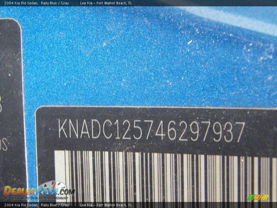 2004 Kia Rio Sedan Rally Blue / Gray Photo #24