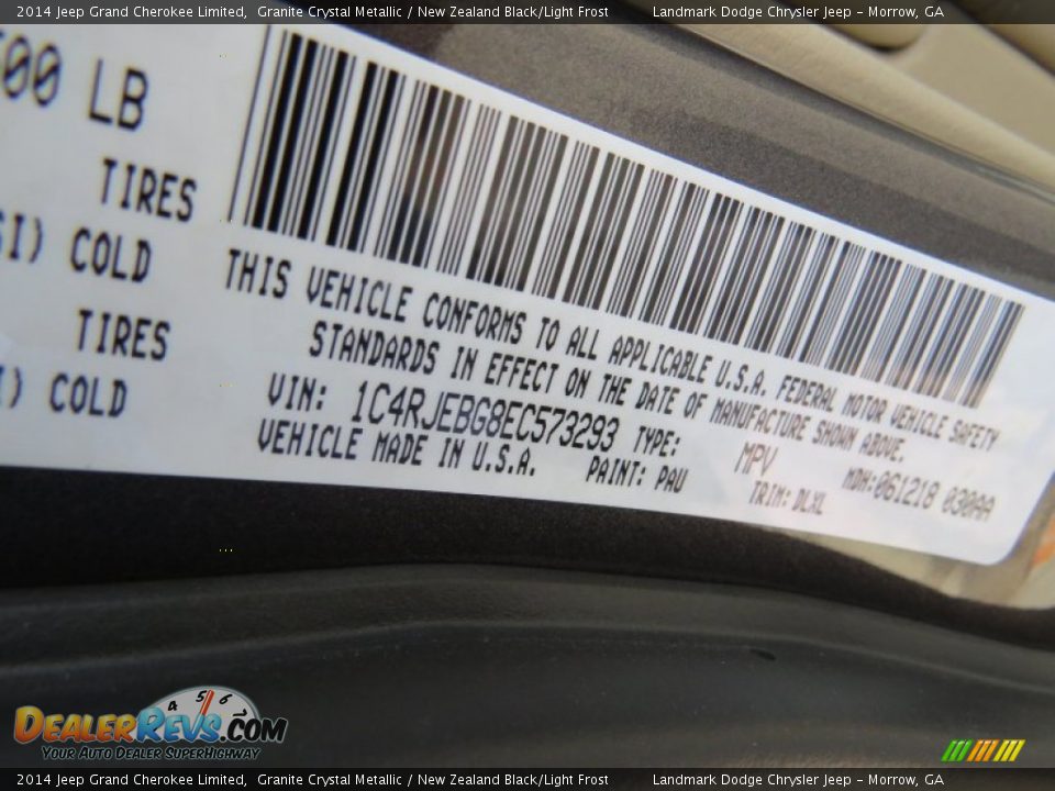 2014 Jeep Grand Cherokee Limited Granite Crystal Metallic / New Zealand Black/Light Frost Photo #9