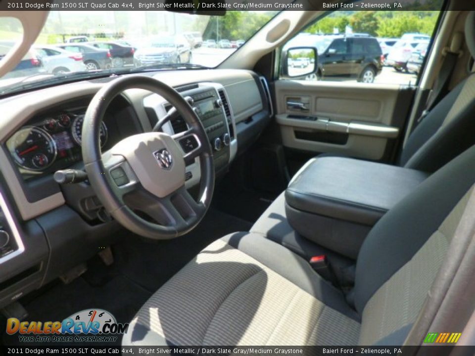 2011 Dodge Ram 1500 SLT Quad Cab 4x4 Bright Silver Metallic / Dark Slate Gray/Medium Graystone Photo #15
