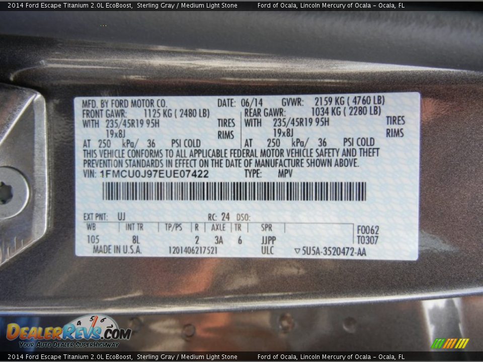 2014 Ford Escape Titanium 2.0L EcoBoost Sterling Gray / Medium Light Stone Photo #12