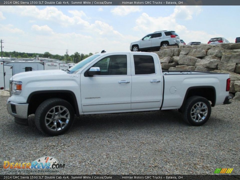 2014 GMC Sierra 1500 SLT Double Cab 4x4 Summit White / Cocoa/Dune Photo #3