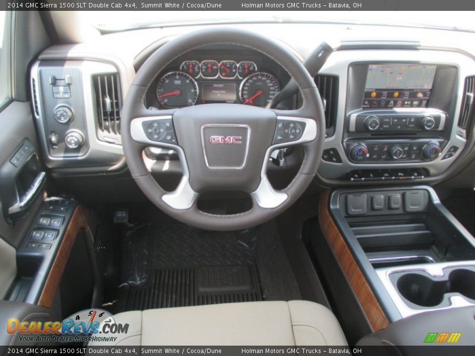 2014 GMC Sierra 1500 SLT Double Cab 4x4 Summit White / Cocoa/Dune Photo #30