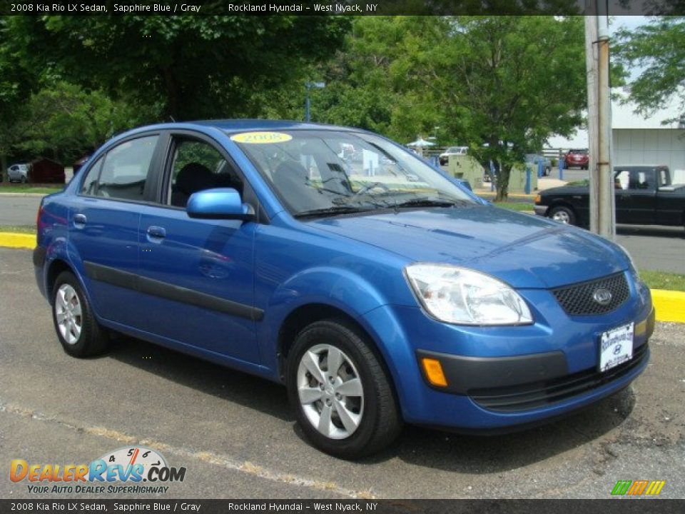 2008 Kia Rio LX Sedan Sapphire Blue / Gray Photo #3