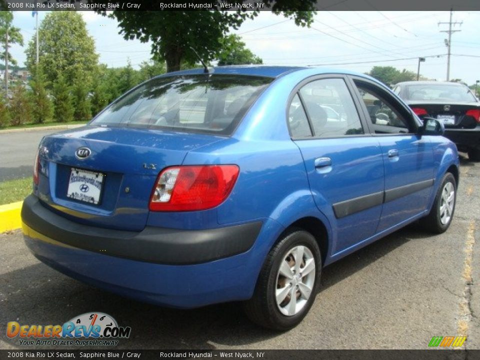 2008 Kia Rio LX Sedan Sapphire Blue / Gray Photo #4